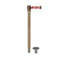 Montour Line Retractable Belt Removable Stanchion, 2ft Sat.Brass Post  7.5ft Mag/Ye MX530R-SB-MYD-75